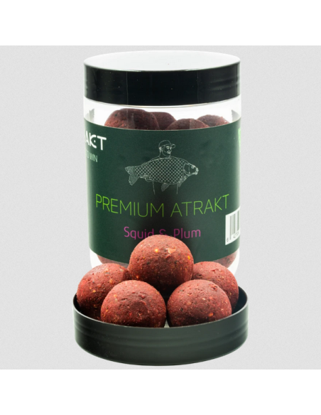 Boilies de Carlig Atrakt Premium, Squid & Plum, Tare, 160g