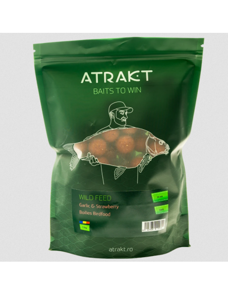 Boilies Atrakt Birdfood Wild Feed, Strawberry & Garlic, Tare, 1kg Boilies Atrakt Birdfood Wild Feed, Strawberry & Garlic, Tare, 1kg