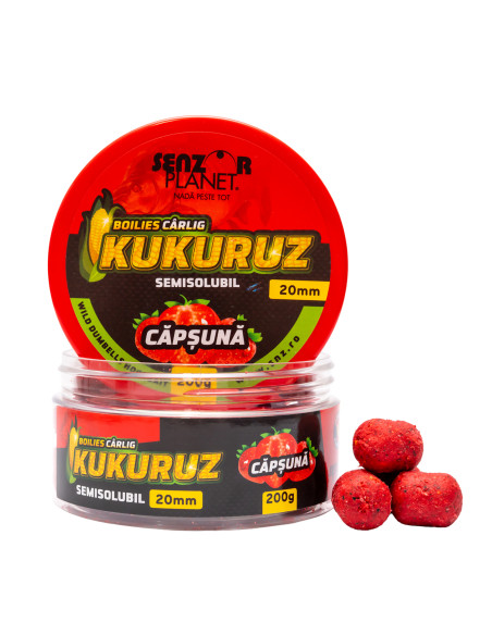 Boilies Pentru Carlig Senzor Planet Kukuruz, Capsuna, 200g Boilies Pentru Carlig Senzor Planet Kukuruz, Capsuna, 200g