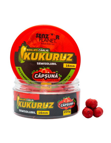 Boilies Pentru Carlig Senzor Planet Kukuruz, Capsuna, 200g Boilies Pentru Carlig Senzor Planet Kukuruz, Capsuna, 200g