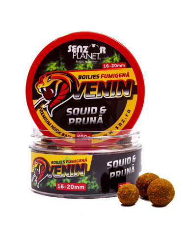 Boilies Pentru Carlig Senzor Planet Fumigena Venin, Squid & Pruna, 16-20mm, 200g