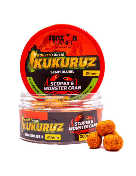 Boilies Pentru Carlig Senzor Planet Kukuruz, Scopex & Monster Crab, 200g Boilies Pentru Carlig Senzor Planet Kukuruz, Scopex & Monster Crab, 200g