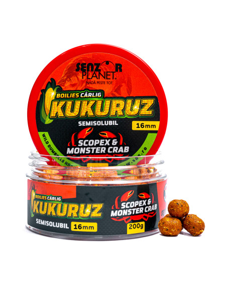 Boilies Pentru Carlig Senzor Planet Kukuruz, Scopex & Monster Crab, 200g Boilies Pentru Carlig Senzor Planet Kukuruz, Scopex & Monster Crab, 200g