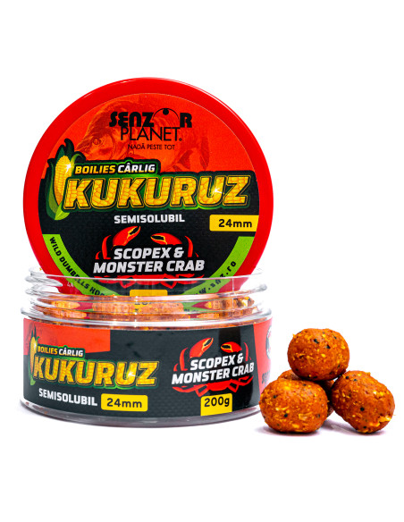 Boilies Pentru Carlig Senzor Planet Kukuruz, Scopex & Monster Crab, 200g Boilies Pentru Carlig Senzor Planet Kukuruz, Scopex & Monster Crab, 200g
