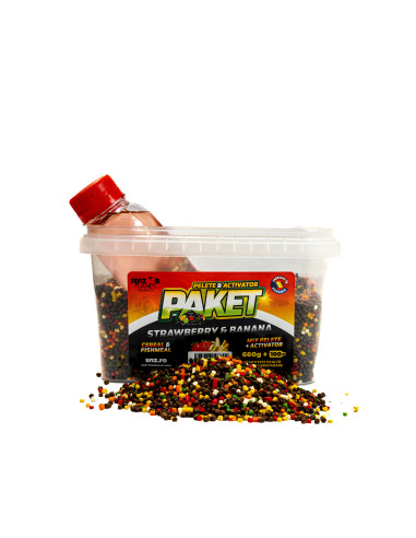 Mix Senzor Planet Paket Pelete Feeder Cereale & Fishmeal, 2mm, 660g + Activator Strawberry & Banana, 100ml