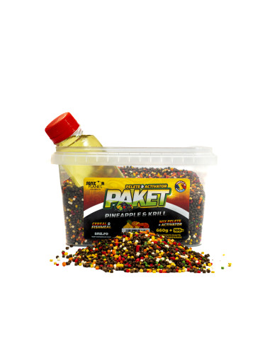 Mix Senzor Planet Paket Pelete Feeder Cereale & Fishmeal, 2mm, 660g + Activator Pineapple & Krill, 100ml