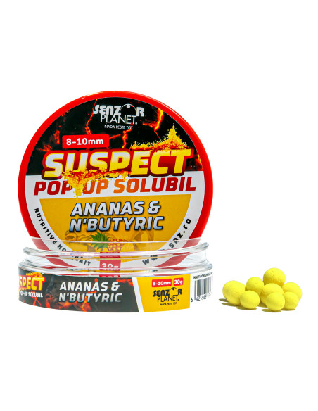 Pop-up Senzor Planet Suspect Solubil, Ananas & N'Butyric, 8-10mm, 30g Pop-up Senzor Planet Suspect Solubil, Ananas & N'Butyric, 8-10mm, 30g