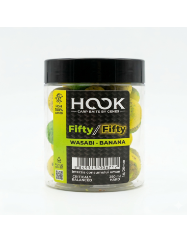 Boilies Critic Echilibrat Hook Baits Fifty-Fifty, Wasabi Banana, 16/20mm, 250ml
