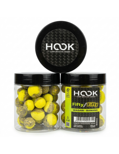 Boilies Critic Echilibrat Hook Baits Fifty-Fifty, Wasabi Banana, 16/20mm, 250ml
