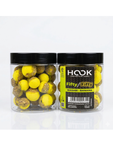 Boilies Critic Echilibrat Hook Baits Fifty-Fifty, Wasabi Banana, 16/20mm, 250ml