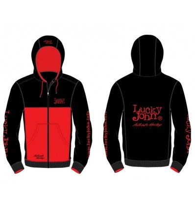 HANORAC CU GLUGA LUCKY JOHN RED&BLACK
