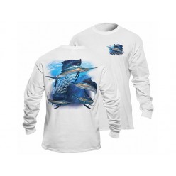 Flying Fisherman Sailfish Frenzy White Long Sleeve Tee