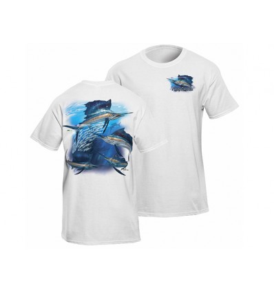 Flying Fisherman Sailfish Frenzy White Tee