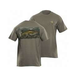 Flying Fisherman Brown Trout Olive Tee