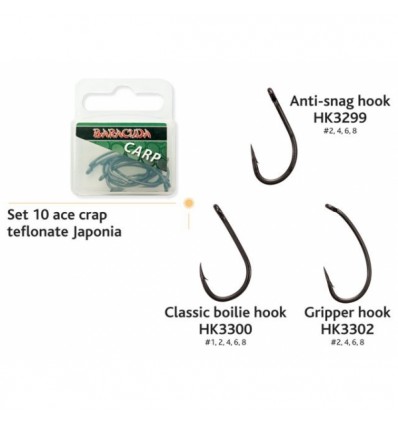 Ace teflonate gripper set 10 buc Baracuda pt. pescuit la crap