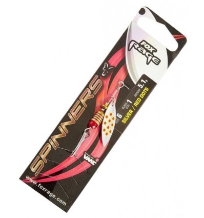Lingurita Rotativa Fox Blade Leaf Spinners Nr.3 Silver Red Dots 11.7g