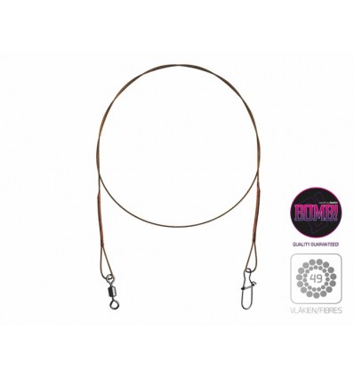 Strun? din o?el cu vârtej si agraf? Delphin BOMB 49 fibre 2buc 30cm 9kg