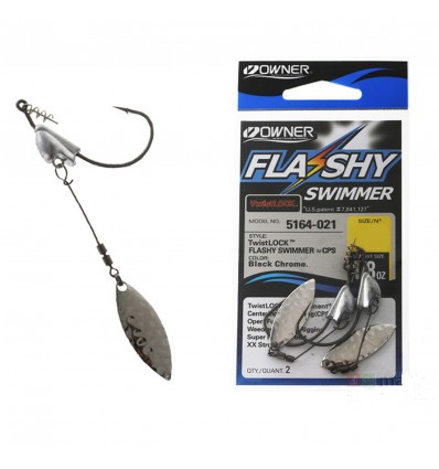 Jig Owner 5164 No.5/0 1/4oz Flashy Swimmer Blade Black Chrome 2buc/pachet