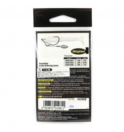 Jig Owner 5164 No.5/0 1/4oz Flashy Swimmer Blade Black Chrome 2buc/pachet