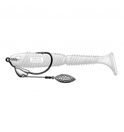 Jig Owner 5164 No.5/0 1/4oz Flashy Swimmer Blade Black Chrome 2buc/pachet