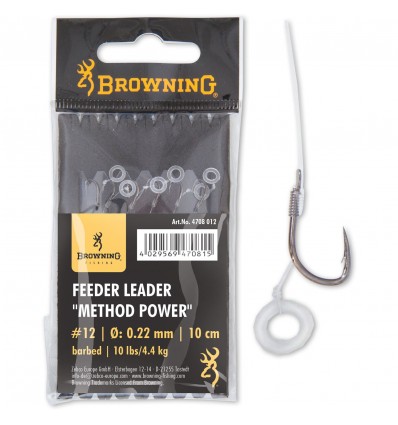 Carlige Legate Browning 10cm Feeder Method hook-to-nylon with pellet band Bronze