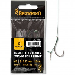 Carlige Legate Browning No.4 10cm 0.14mm Braid Feeder Leader Method Boilie Needle