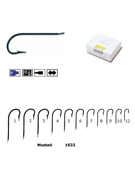 Carlig Mustad M1522 Bleu cu Tija Lunga, 100buc/cutie Carlig Mustad M1522 Bleu cu Tija Lunga, 100buc/cutie