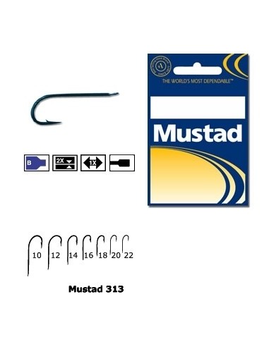 Carlig Mustad Concurs M313, Tija Lunga, Negru/Albastru, 10buc/plic