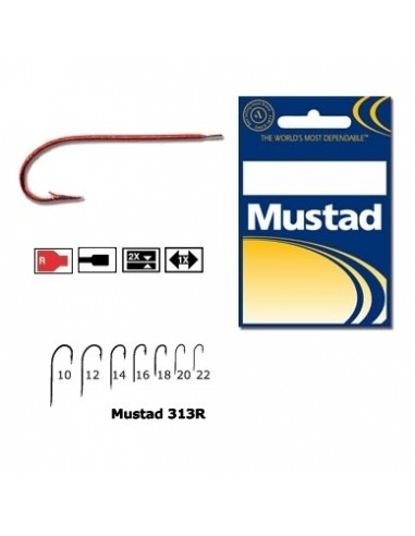 Carlig Mustad Concurs M313R, Tija Lunga, Rosu, 10buc/plic