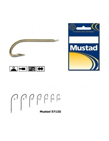 Carlig Mustad Crystal M5712G, Tija Lunga, Auriu, 10buc/plic