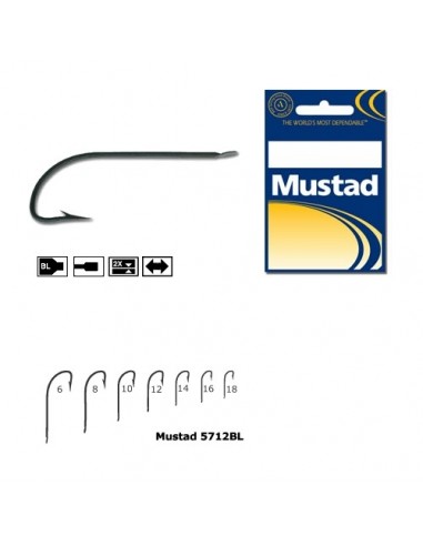 Carlig Mustad Crystal M5712BL, Tija Lunga, Negru, 10buc/plic