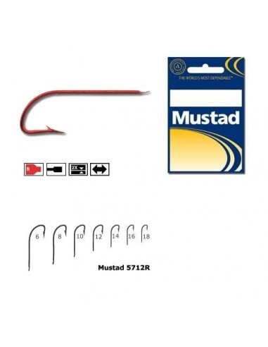 Carlig Mustad Crystal M5712R, Tija Lunga, Rosu, 10buc/plic