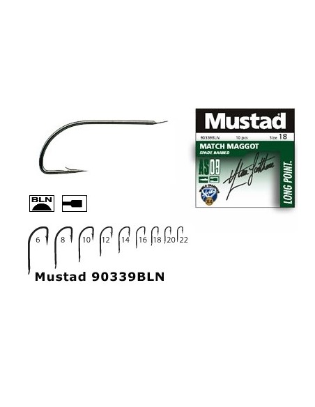 Carlig Mustad Match Maggot, Tija Lunga, BLN, 10buc/plic Carlig Mustad Match Maggot, Tija Lunga, BLN, 10buc/plic